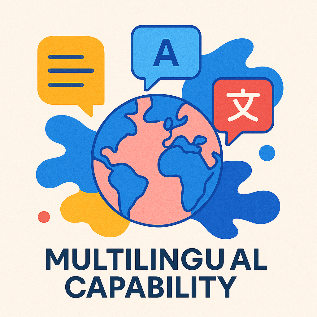 Illustration of a globe emphasizing multilingual support